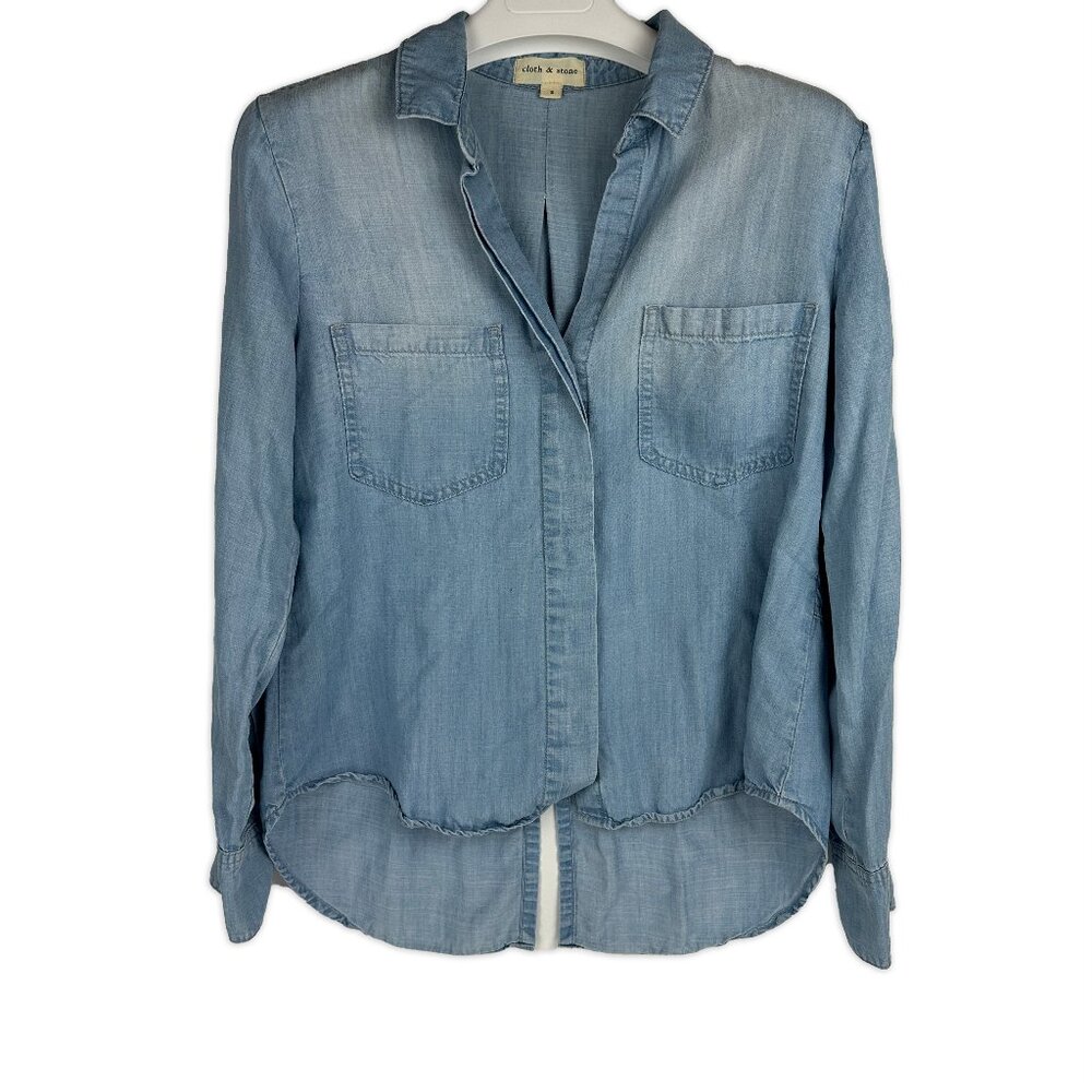 ❣️SOLD❣️ Anthropologie Cloth & Stone Women's Split Back Chambray Top Size S